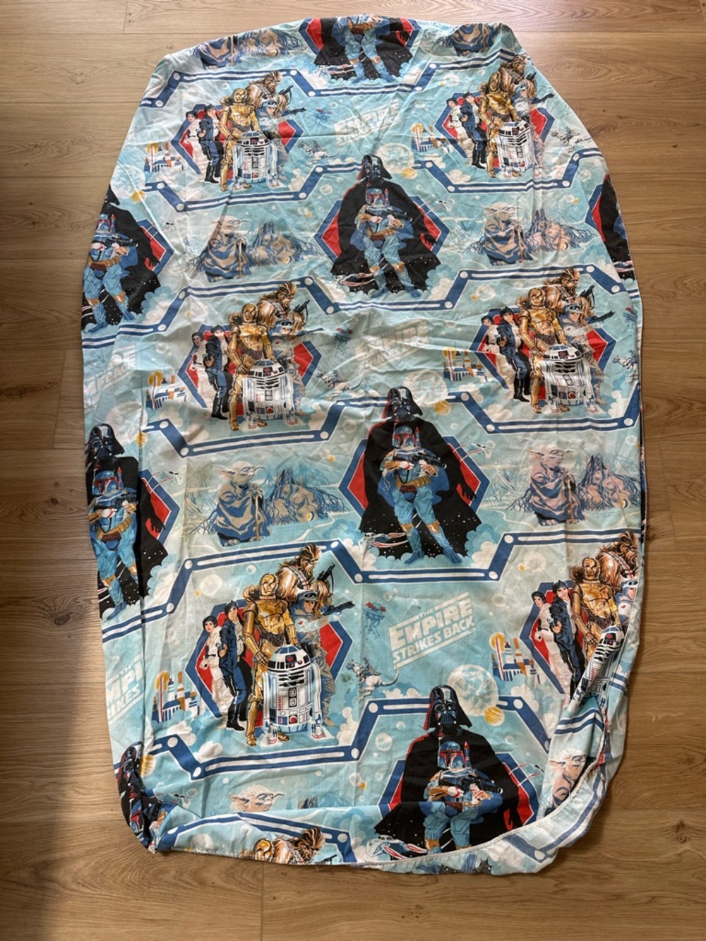 Vintage 1970s Star Wars Empire Strikes Back Fitted Sheet - Light Blue TWIN